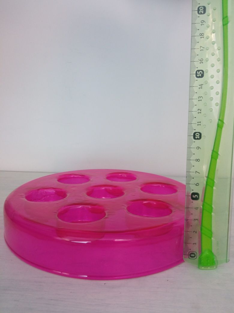 Świecznik szklany różowy 22 cm