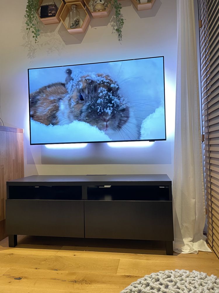 Szafka pod TV czarna 120x42x48 cm z szufladami