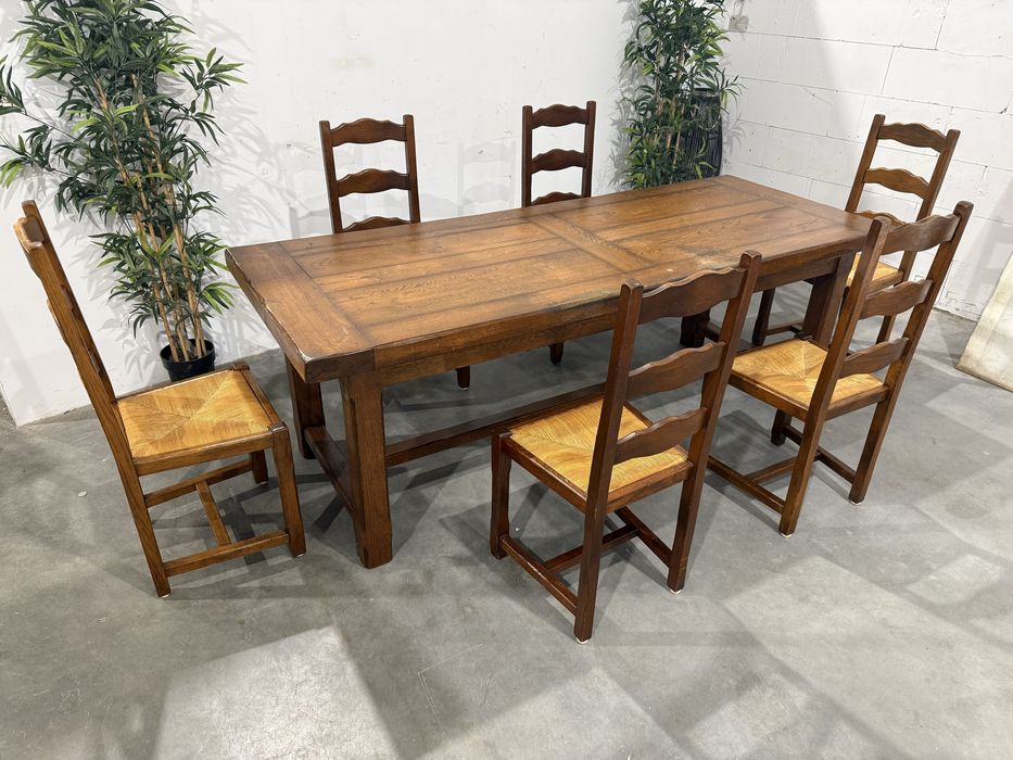 Piękny rozkładany stół dębowy z krzesłami lite drewno wysyłka