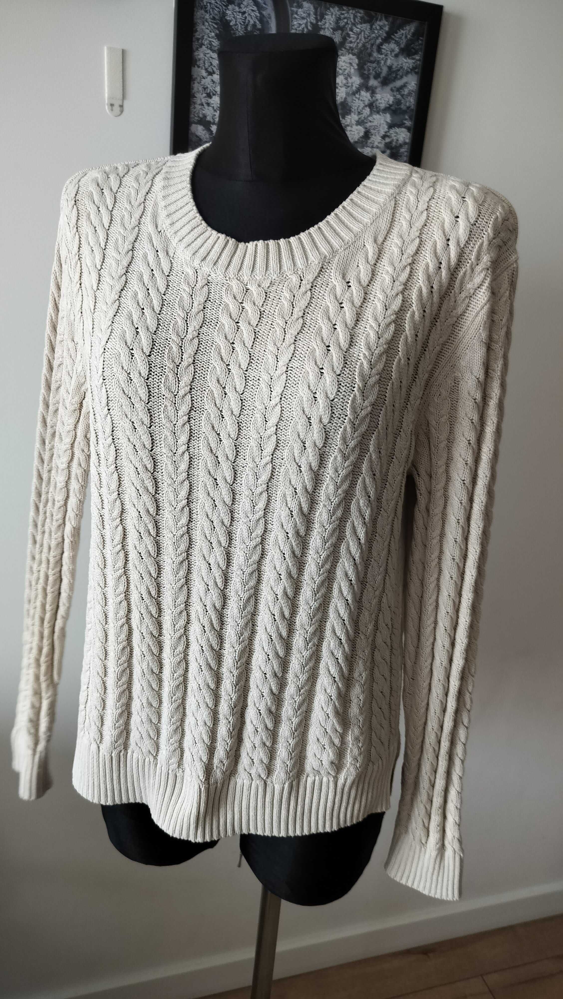 H&M Sweter damski S bawełna wyraziste warkocze oddychający efektowny