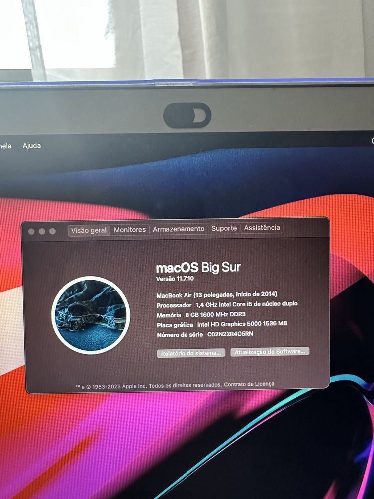 Macbook AIR 2014 13” MUITO NOVO