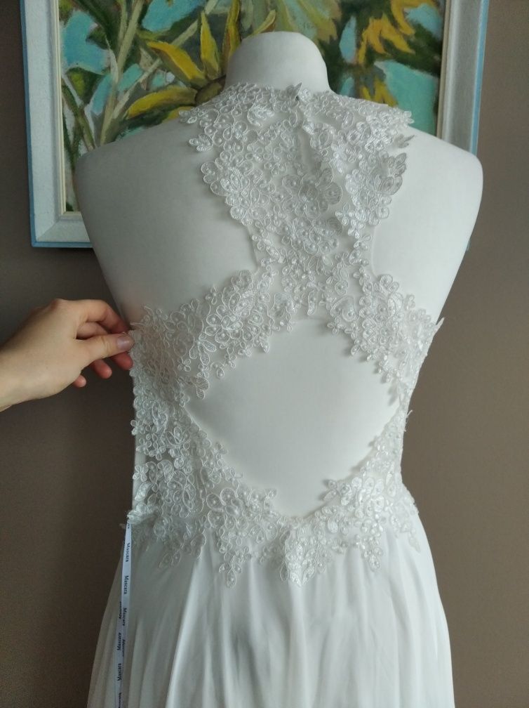 Nowa suknia ślubna koronkowa tiul XS 34 Mascara ivory