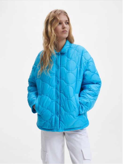 Nowa niebieska pikowana kurtka koszulowa S