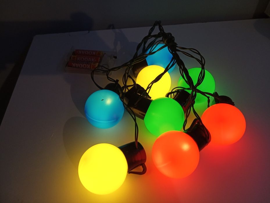 Girlanda bombkowa led choinkowe kulki kolor na baterie