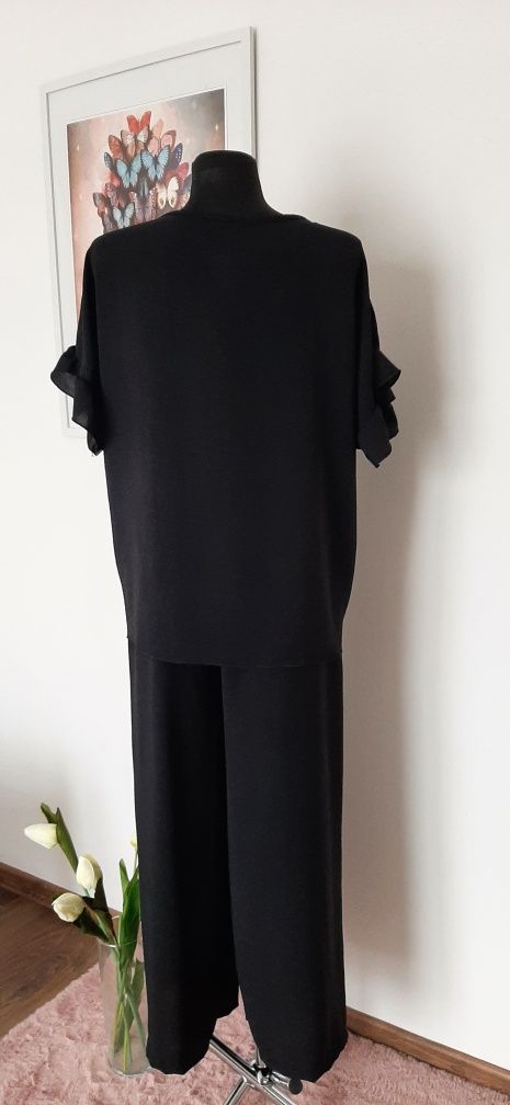 Czarny komplet bluzka +szerokie spodnie M/L