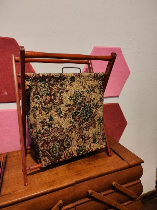 Gazetnik stojak na włóczki retro vintage