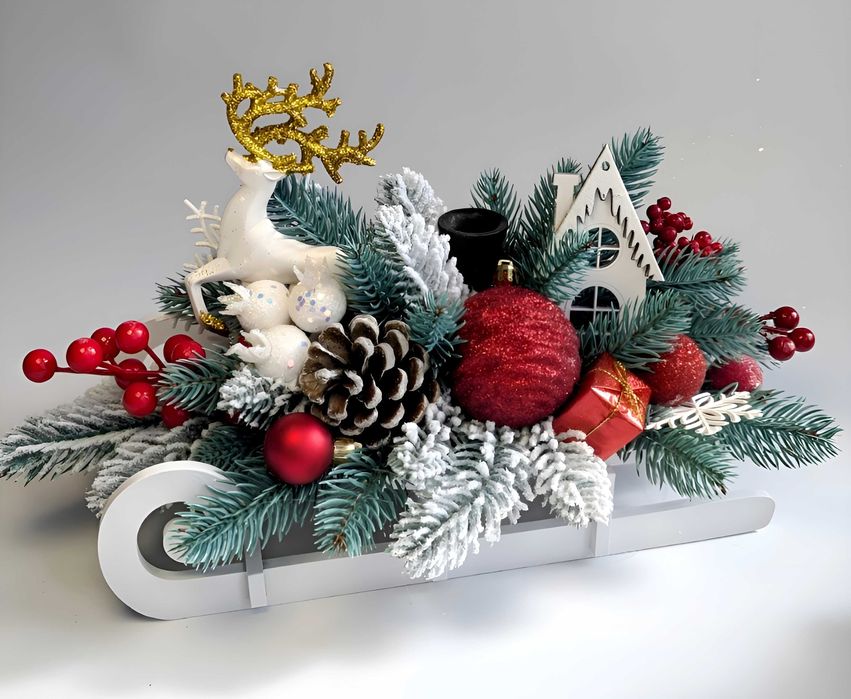 Новорічна композиція "Сани" 5 видів опт і роздріб