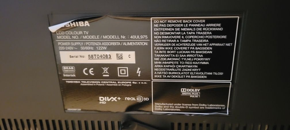 Телевізор toshiba 40UL975