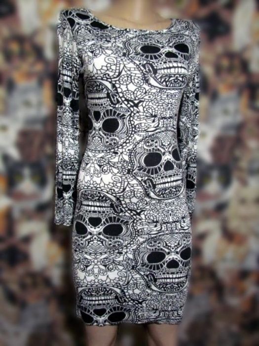 Платье по фигуре с черепами узорами boohoo мексиканский череп олдскул