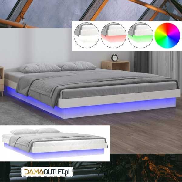Łóżko rama łóżka ze stelażem i podświetleniem LED sosna DaMaOutlet.pl