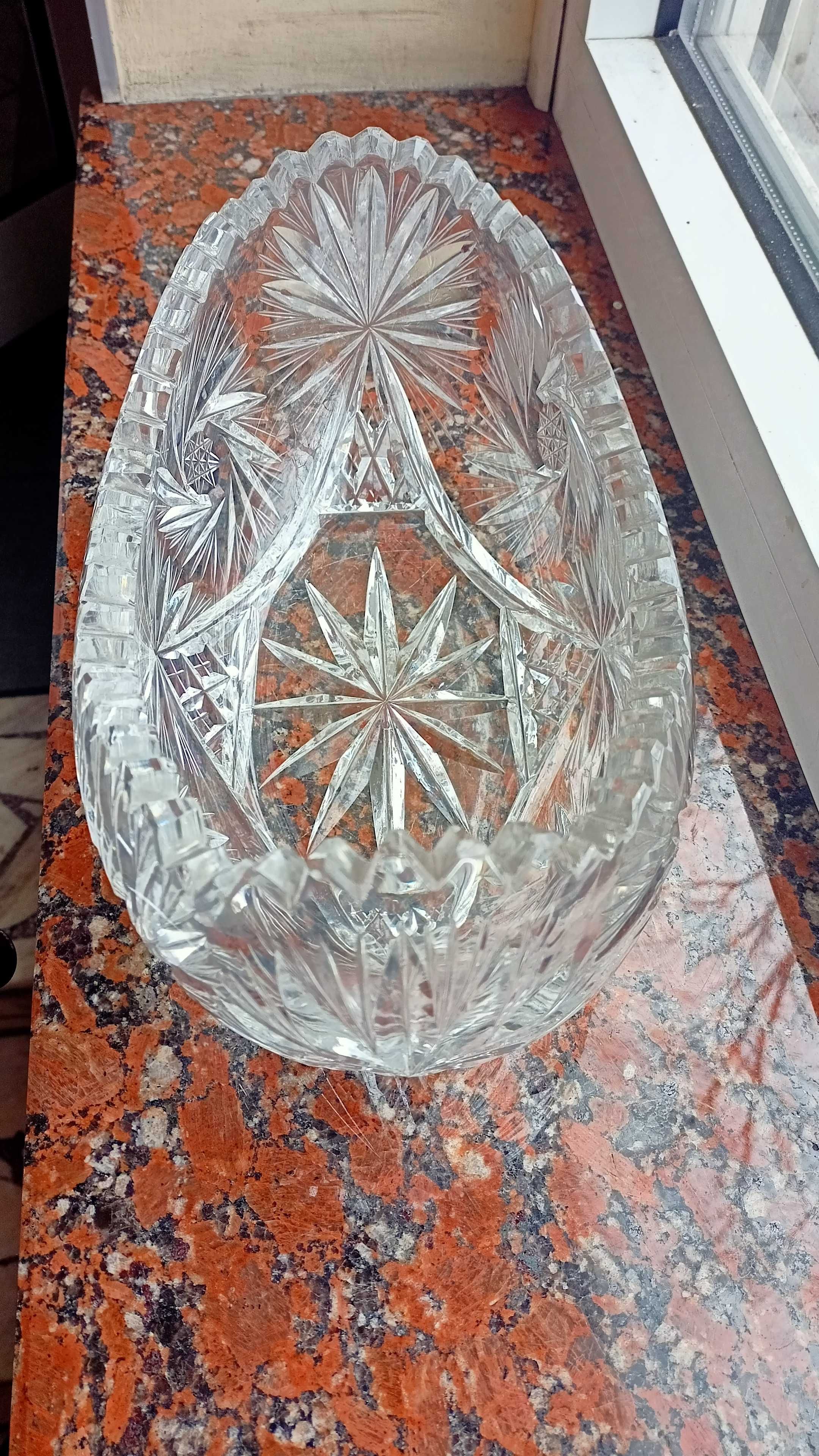 Duża misa szlifowana kryształowa huta Irena Inowrocław
