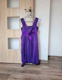 Sukienka bombka fioletowa błyszcząca M