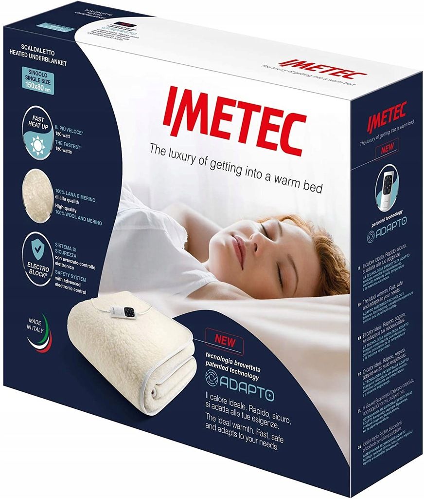 Koc elektryczny Imetec Adapto beże i brązy 150x80 Nakładka