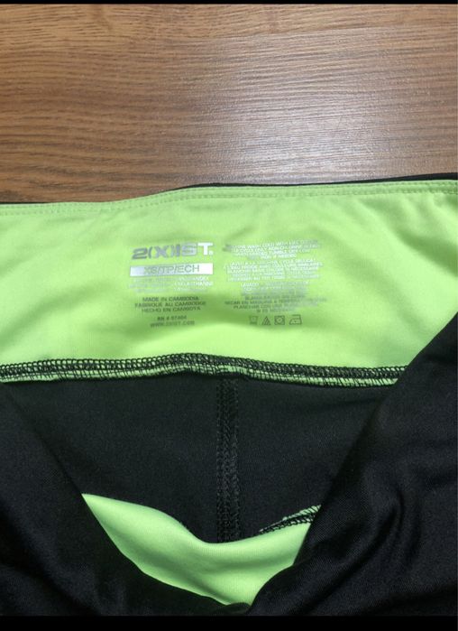 Spodnie legginsy treningowe damskie 2XIST czarne neonowy zielony xs