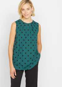 B.P.C zielony top w czarne grochy ^40