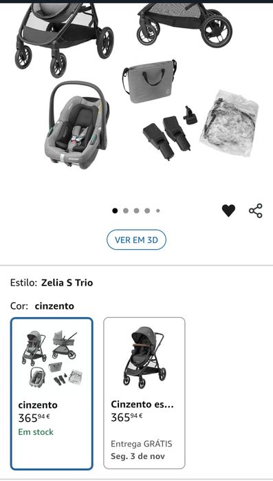 Trio Maxi Cosi Zelia S completo como novo