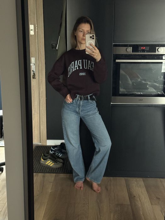 Шоколадний світшот з принтом H&M, жіночий світшот оверсайз - XS