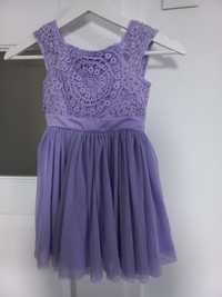 Tiulowa fioletowa koronkowa sukienka 104