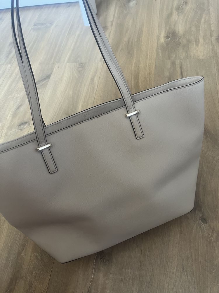 Kate Spade torebka shopper bag, kremowa, skora naturalna