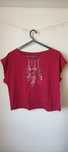 Cropped vermelho estampado