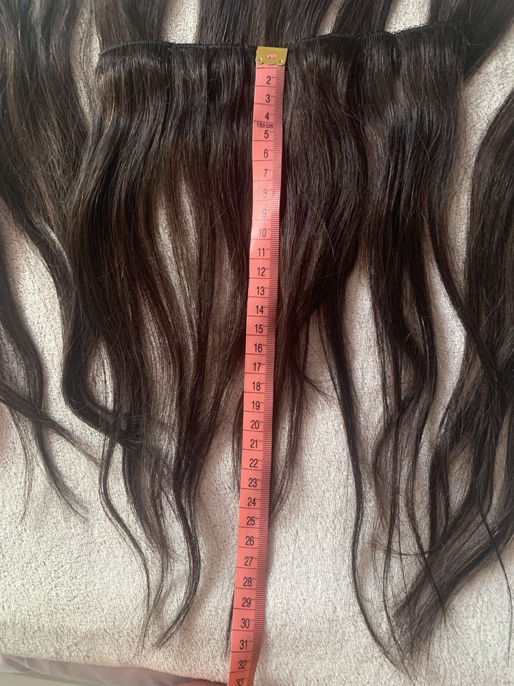 Naturalne doczepiane włosy naturalna czerń 32 cm 50 gr 7 pasm clip in