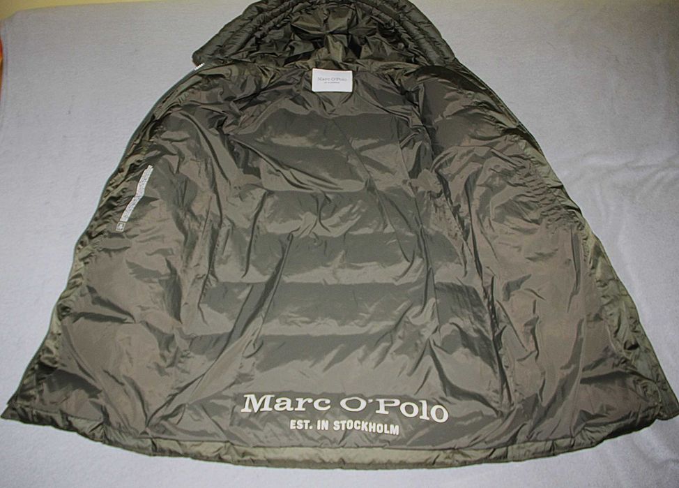 Marc O'Polo Płaszcz Puchowy Pikowany z Kapturem Damski Oliwka