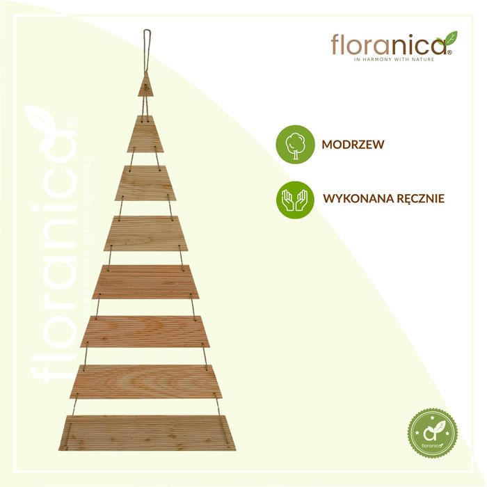 Choinka modrzewiowa, naturalna 100cm, wisząca na sznurku. Floranica