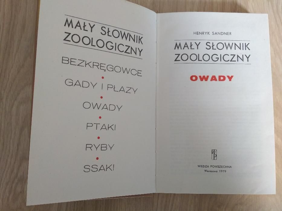 Mały słownik zoologiczny OWADY Henryk Sandner+ slajdy