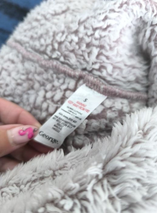 Szlafrok 8 S 36 10 M 38 pudrowy róż polarowy pluszowy zapinany na suwa