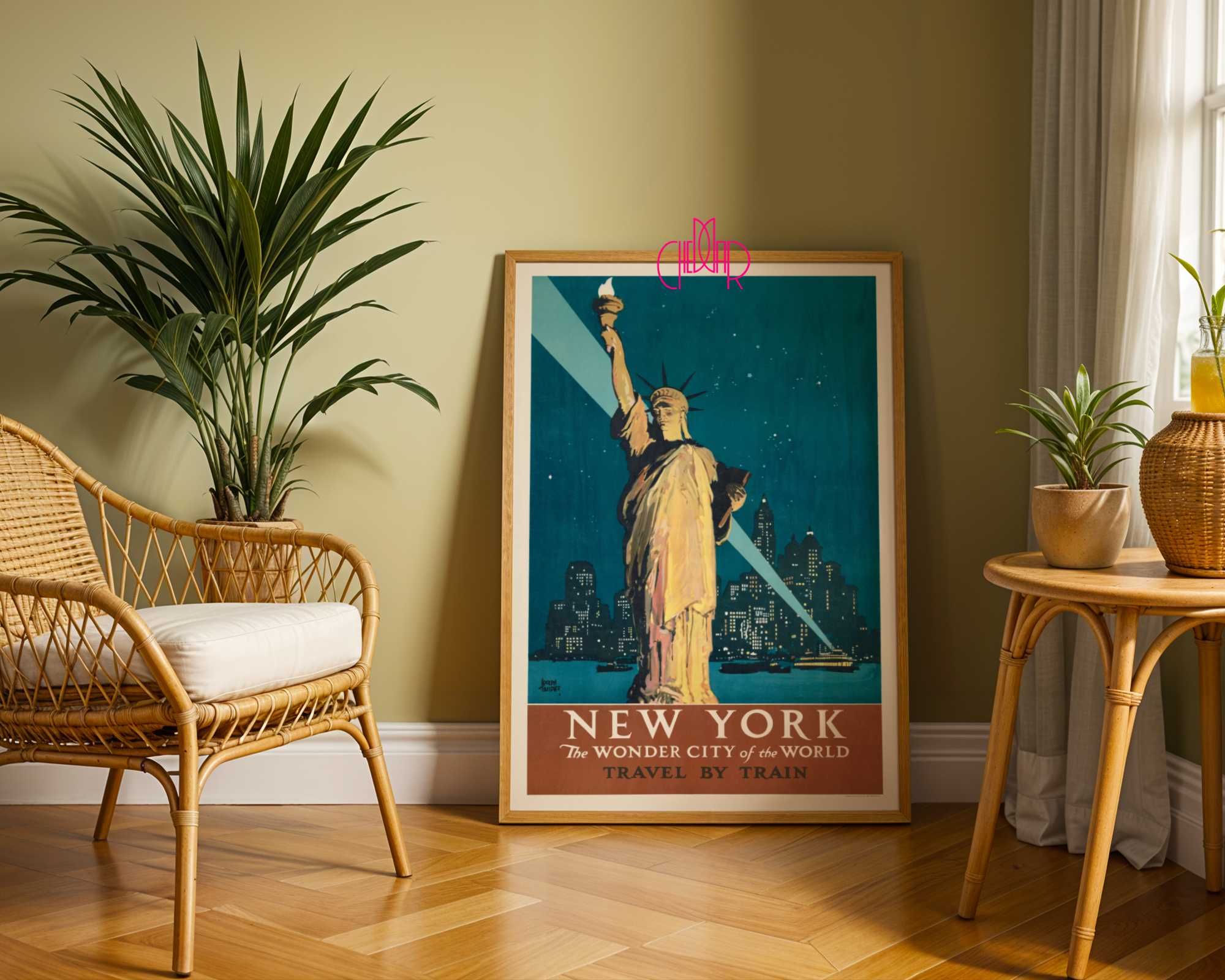 Plakat Retro Nowy York wspaniałe miasto Świata, USA, vintage 50x70