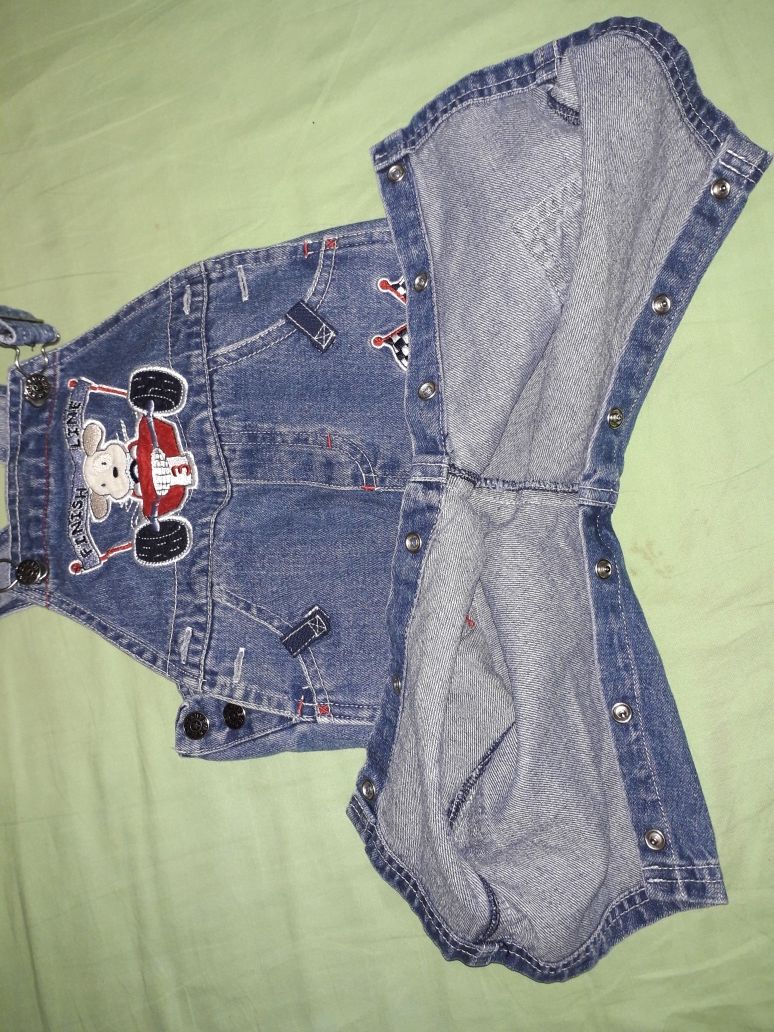 Jeansowe ogrodniczki 6-9 m