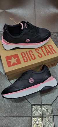 Big Star buty sportowe platforma czarne neon memory foam 40