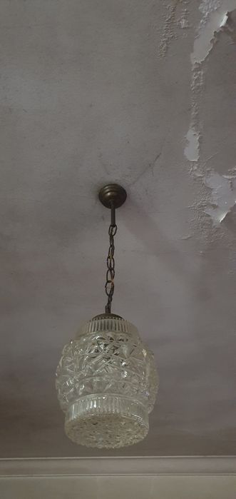Candeeiro de teto vintage em vidro e metal
