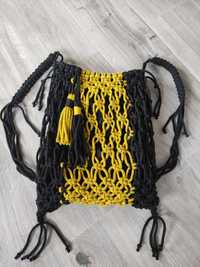 Plecak worek makramowy ze sznurka bawełnianego
