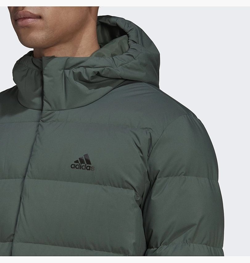 Пуховик, куртка Adidas helionic hooded down jacket green