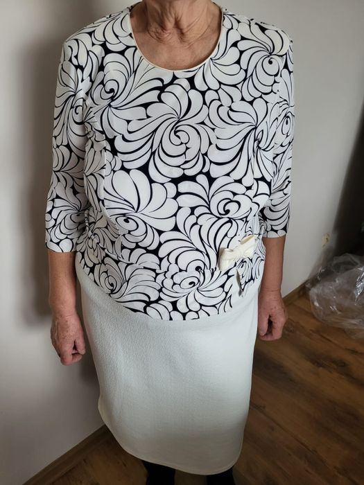 Sukienka midi maxi wzór print komunia wesele impreza 46 kwiaty