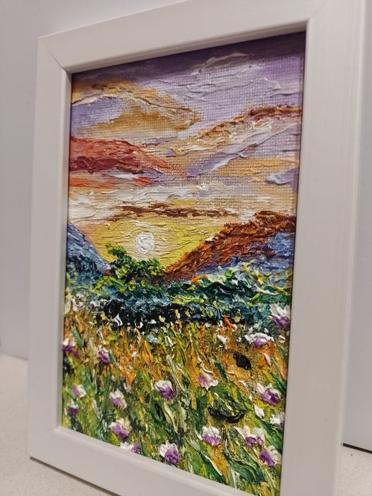 Obraz olejny w miniaturze w ramce 12.5 x 17.5 cm