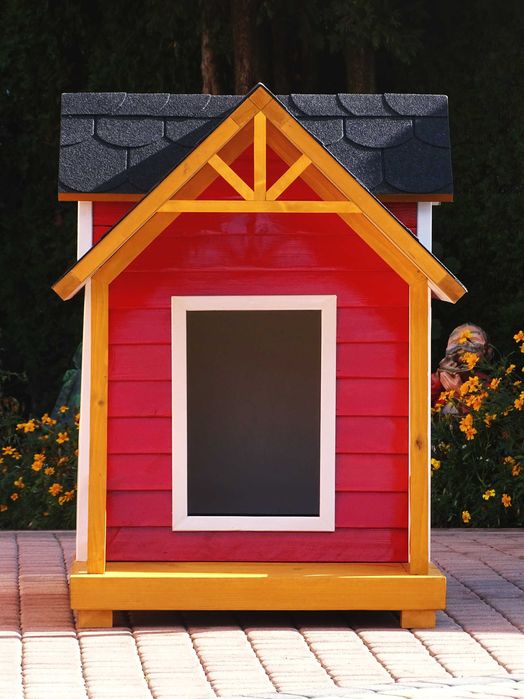 Buda dla psa z werandą i dwiema lukarnami w stylu skandynawskim L-XL