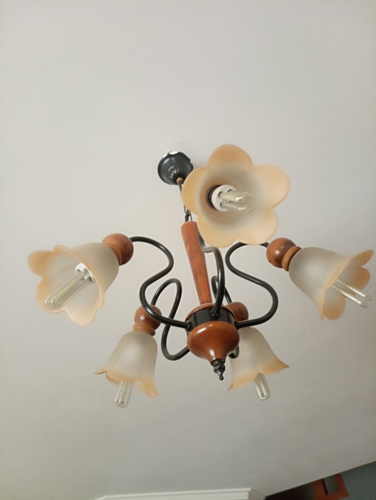 Vendo Candeeiro em madeira e vidro