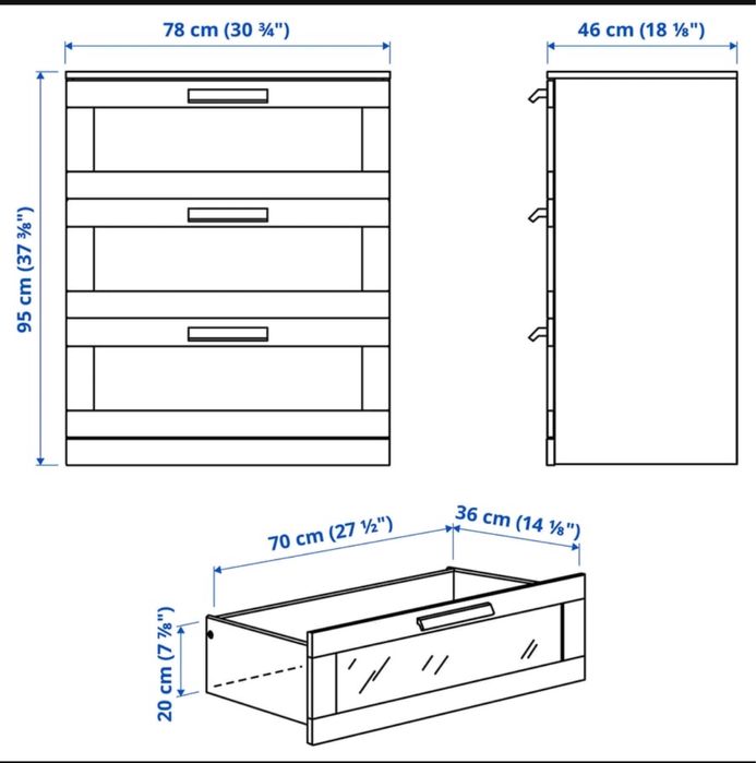 Komoda z 3 szufladami Ikea Brimnes biała