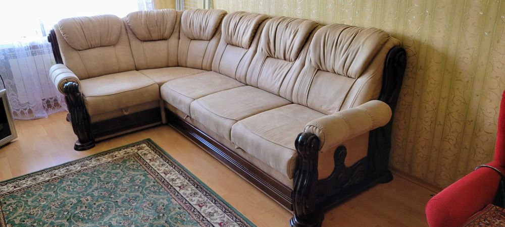 Ідеальний стан! Кутовий диван у кольорі Light Coffee (ефект замші)