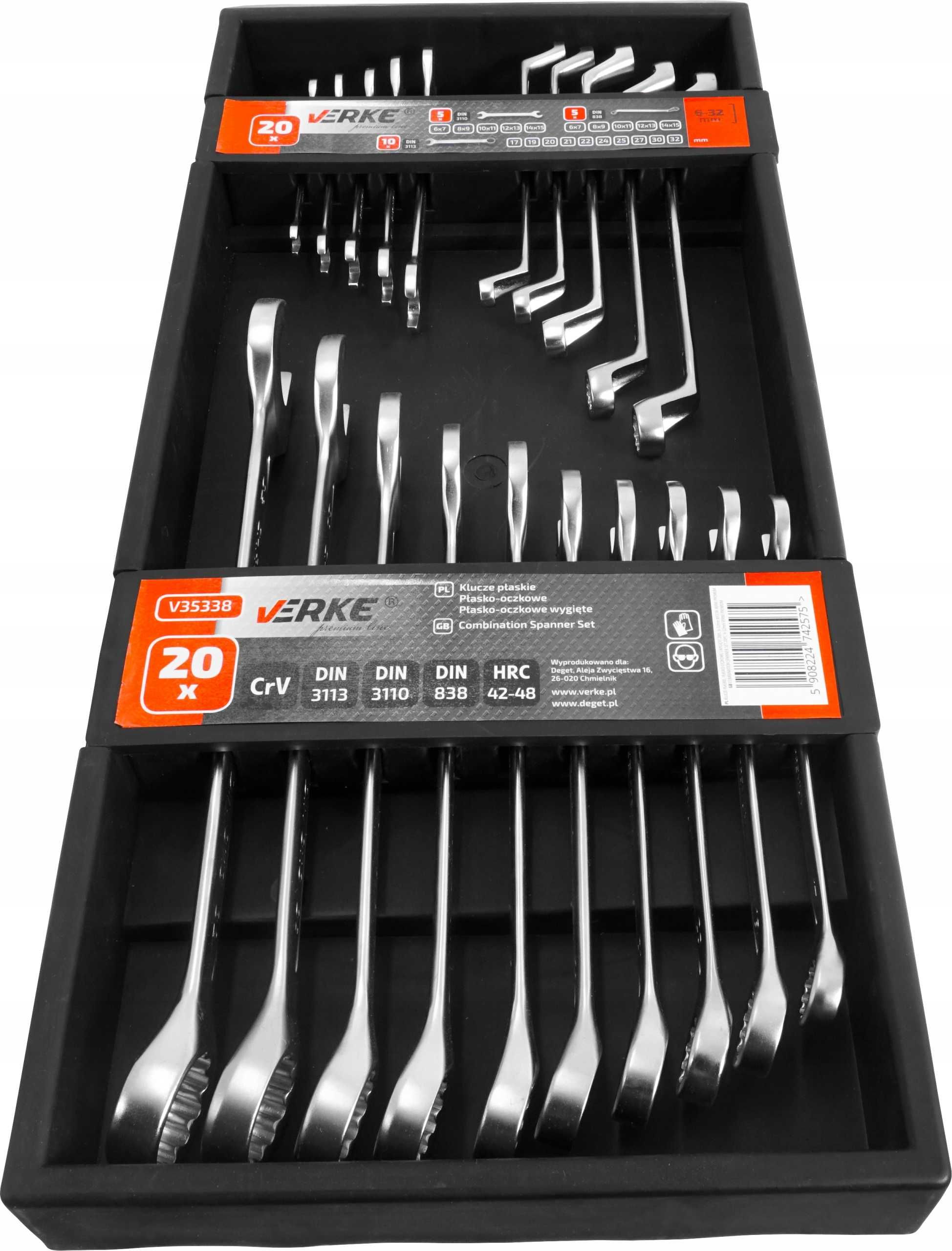 KLUCZE PŁASKIE PŁASKO Oczkowe 6-32MM Zestaw Kluczy Płaskich