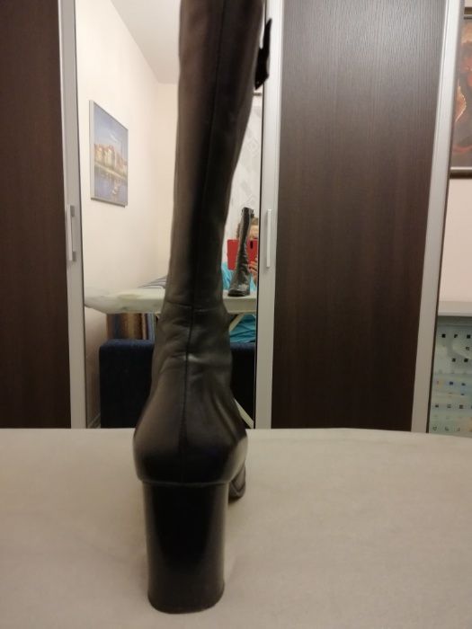 Kozaki czarne, skórzane, nowe, rozmiar 40