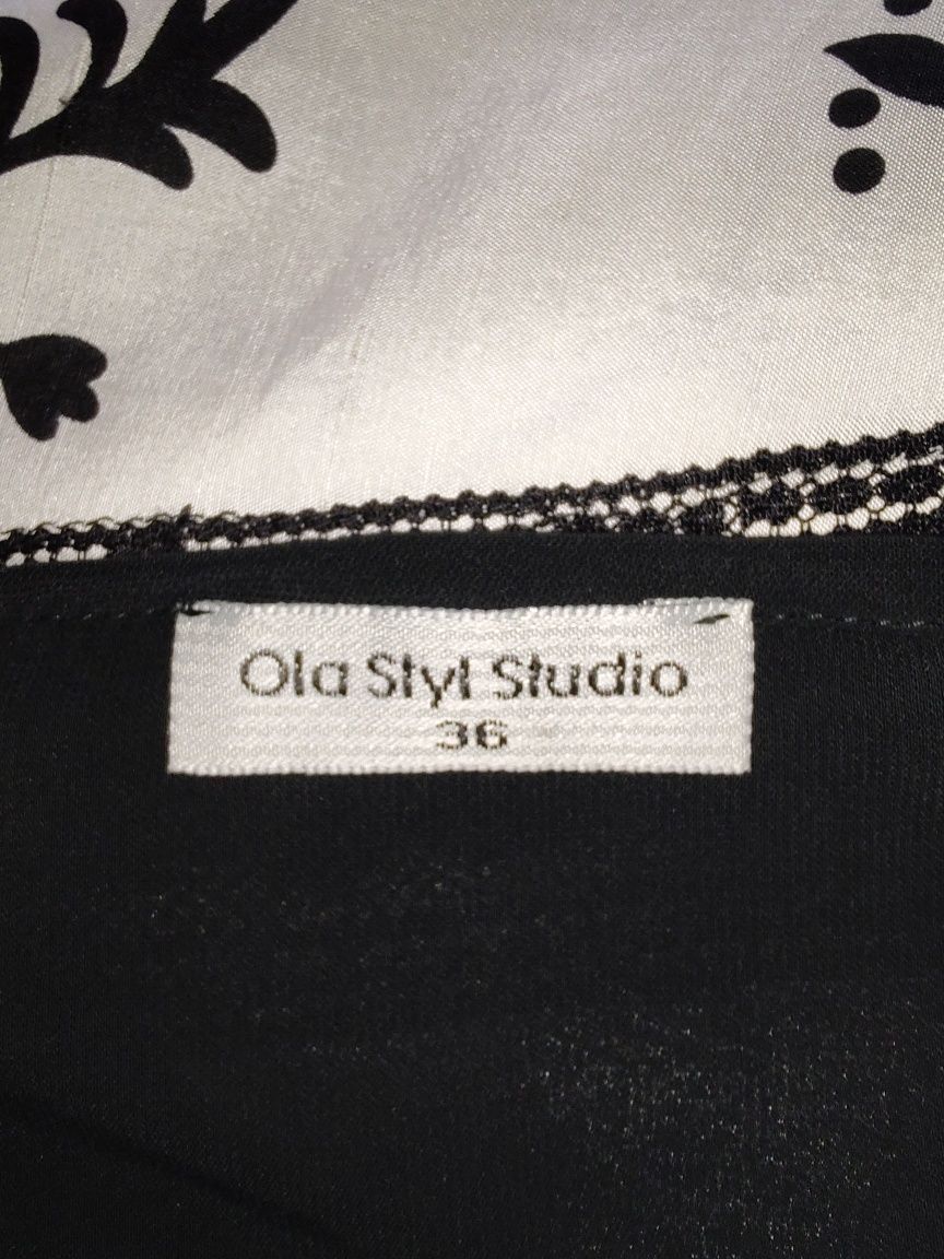 Ola Styl Studio piękna czarna bluzeczka z wiązaniem r. 36