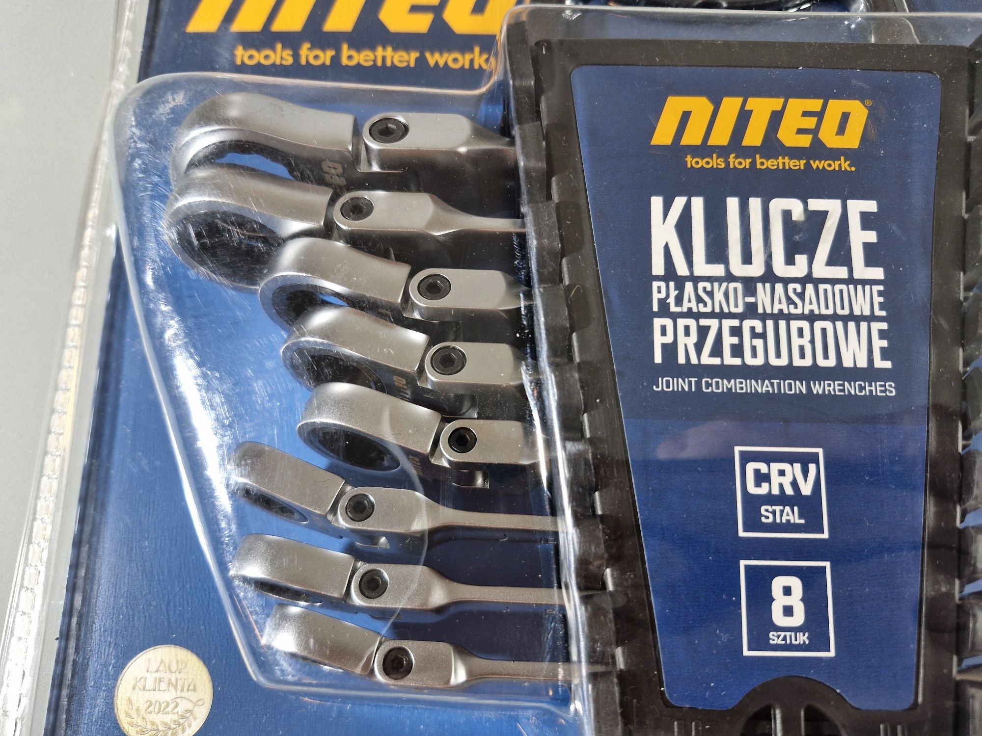 Klucze Plasko-Nasadowe Przegubowe Niteo 8 szt. CRV