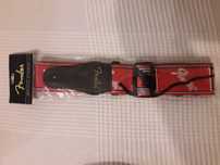 Do gitary pas, pasek, nowy z logo Fender, czerwony