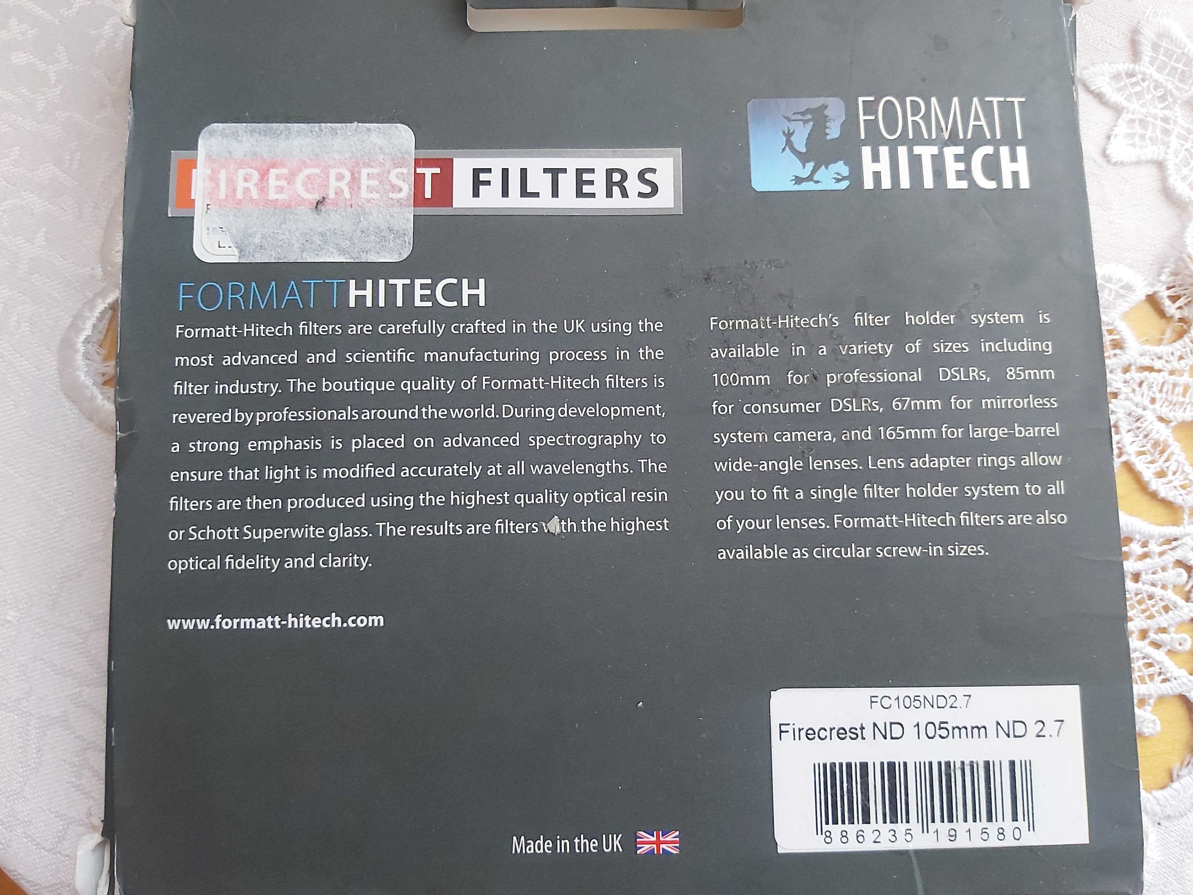 Filtr szary ND 2.7 FORMATT HITECH 105mm