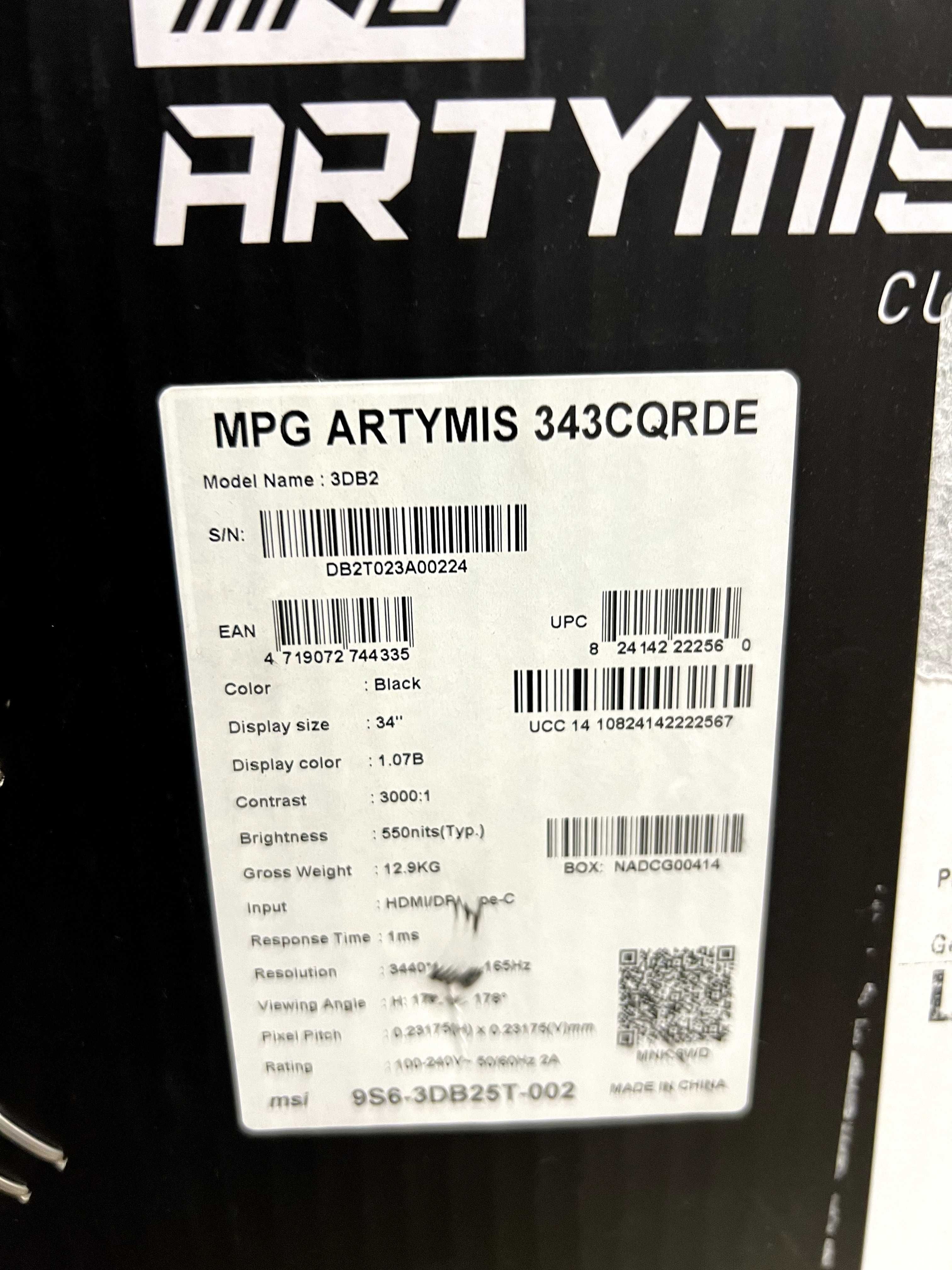 MSI ARTYMIS 343CQR monitor gamingowy/nowy