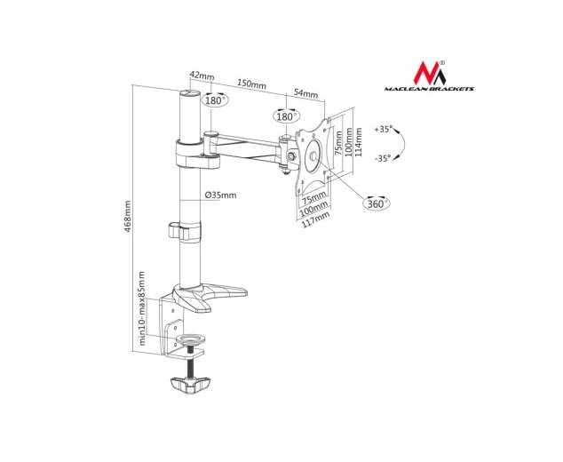 Uchwyt biurkowy Maclean MC-717 do 13-27'' 8 kg