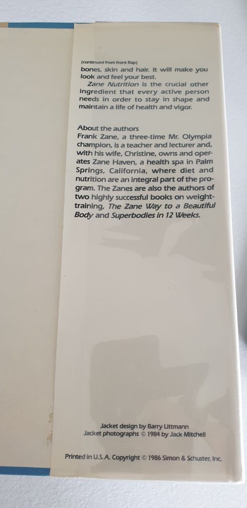 Zane Nutrition by Frank Zane - stan dobry, książka angielska